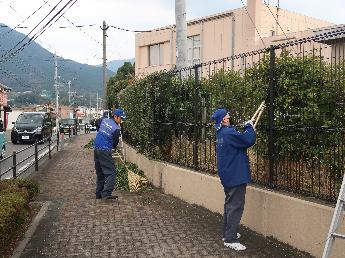 須恵交番周辺の樹木剪定作業