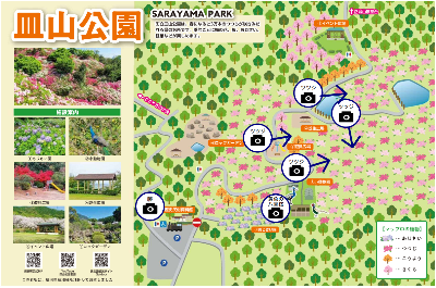 写真の花の位置を記載した皿山公園の地図