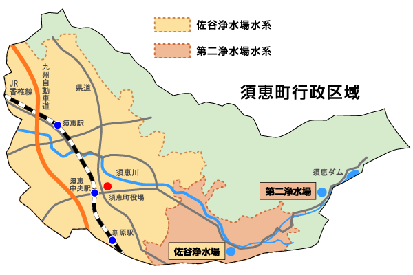 須恵町給水区域図