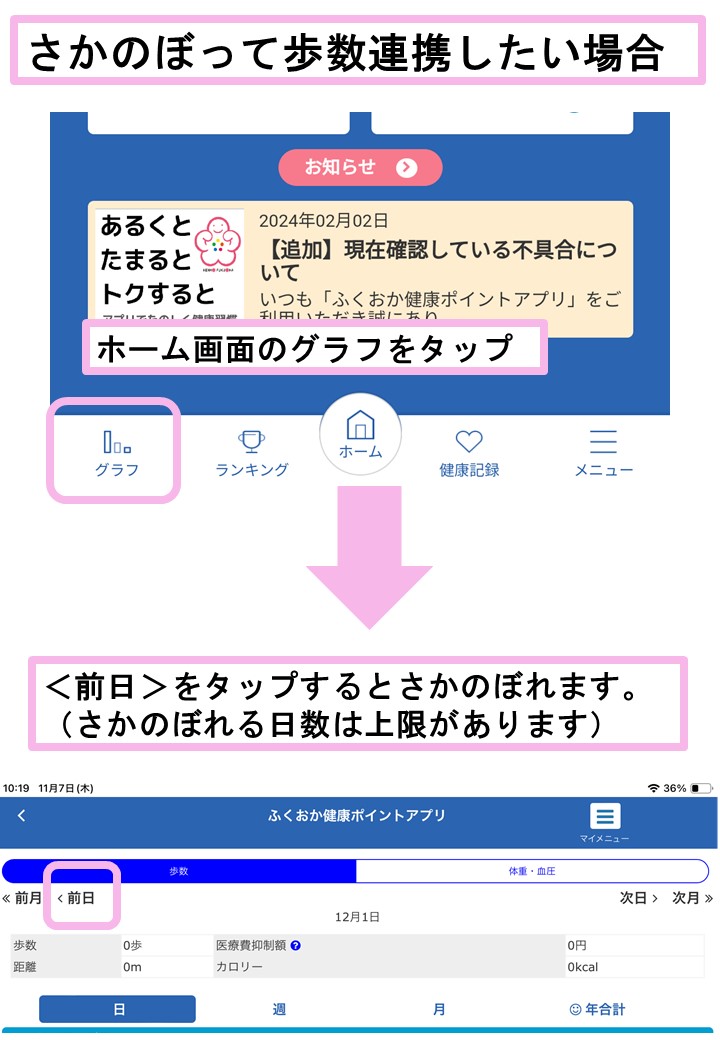 歩数のさかのぼり方